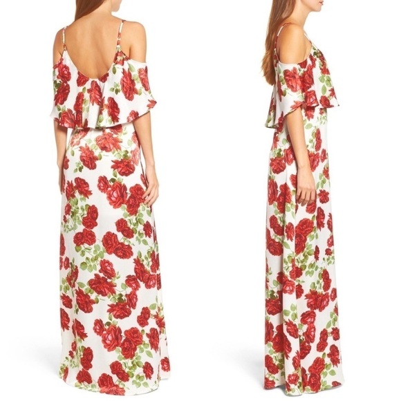 NWT SHOW ME YOUR MUMU Caitlin Ruffle Maxi Dress Antique Rose Chiffon, Size Small - Picture 7 of 12